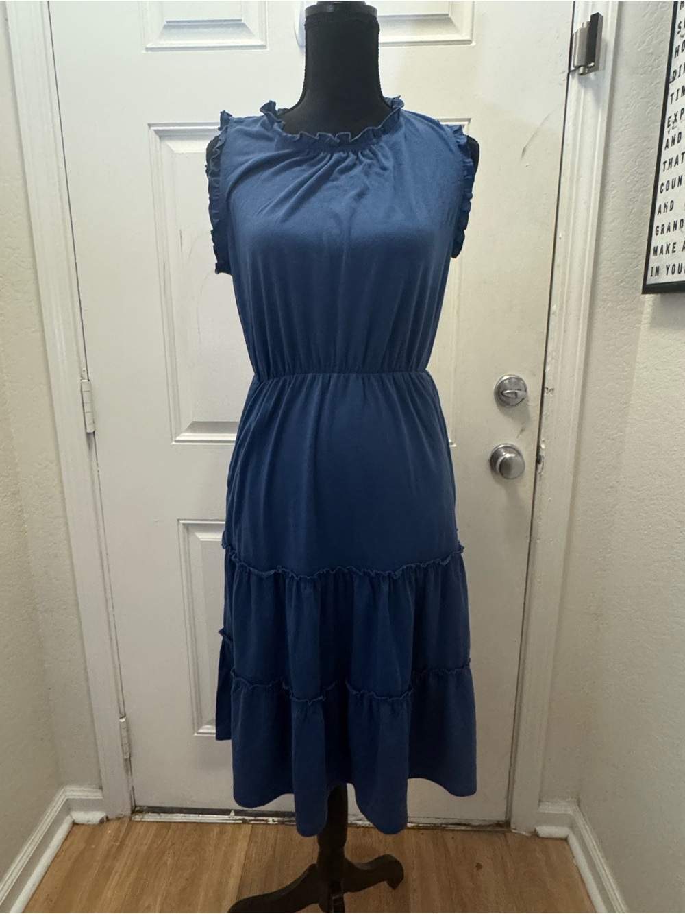 Grace Karin Navy Blue Ruffled Midi Dress 0539